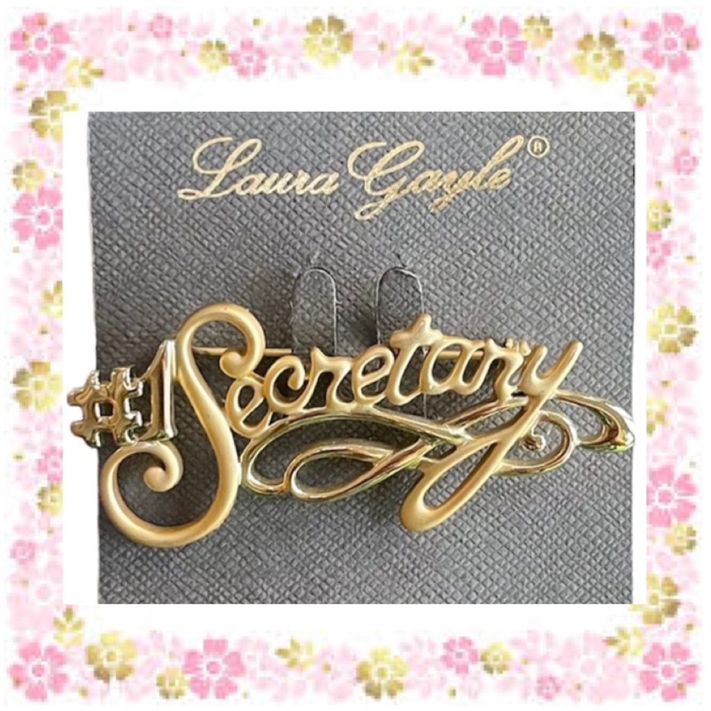 #1 Secretary Pin Brooch Gold Statement Jewelry Brooch Pin